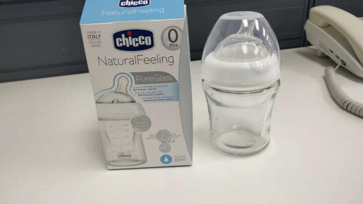 智高（chicco）自然母感宽口径玻璃奶瓶 意大利原装进口  防摔 防胀气 新生儿 150毫升 (硅胶奶嘴)怎么样，好用吗，口碑，心得，评价，试用报告,第2张