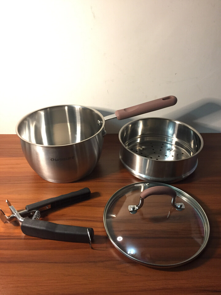 创生(charms)奶锅带蒸格304不锈钢小蒸锅小汤锅煮奶锅热奶锅迷你锅具