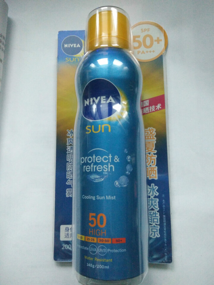 妮维雅高倍防嗮喷雾霜SPF50+冰爽透明防嗮气雾男女士面部全身户外防水汗学生军训沙滩200ml怎么样，好用吗，口碑，心得，评价，试用报告,第2张