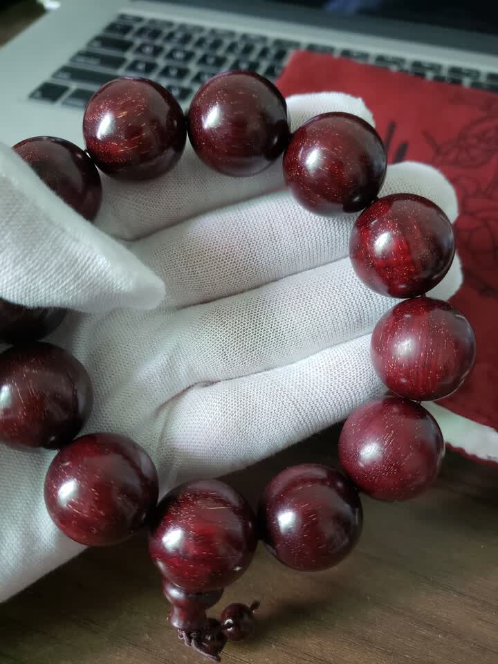 晓婷爆满金星小叶紫檀木手串18mm男款佛珠单圈手链收藏级红手链珍品