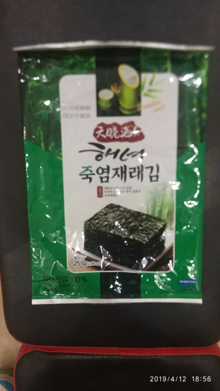 韩国进口 天晓海女海苔紫菜 儿童即食海苔脆片休闲零食大片装25g 竹盐味怎么样，好用吗，口碑，心得，评价，试用报告,第2张