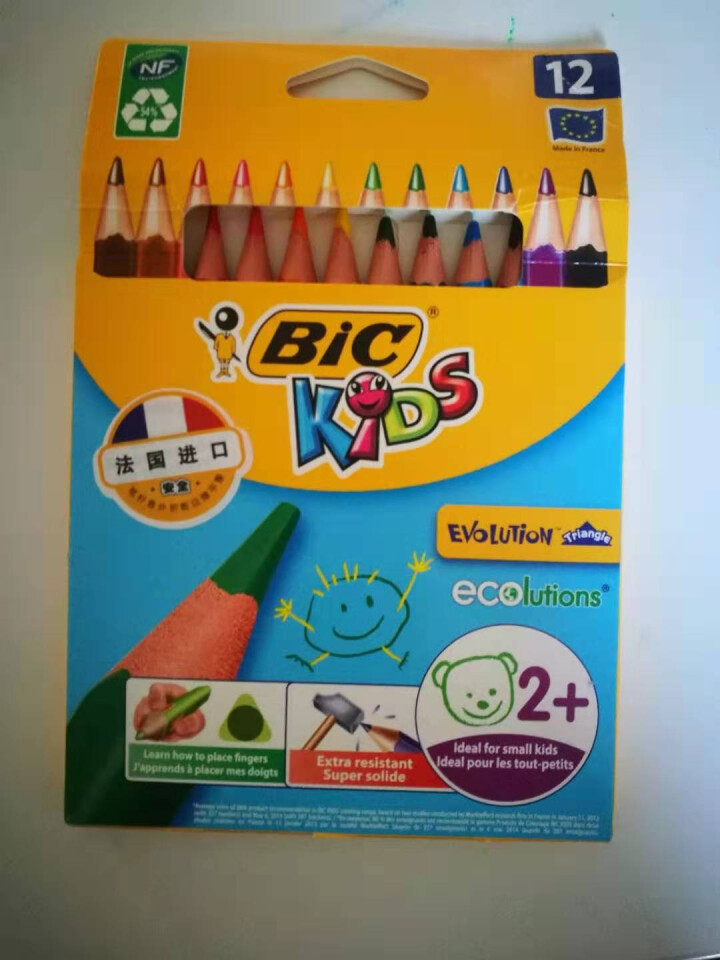 BIC Kids 比克儿童Evolution环保无木粗杆彩色铅笔（12色）进口文具儿童绘画彩色多色铅笔怎么样，好用吗，口碑，心得，评价，试用报告,第2张