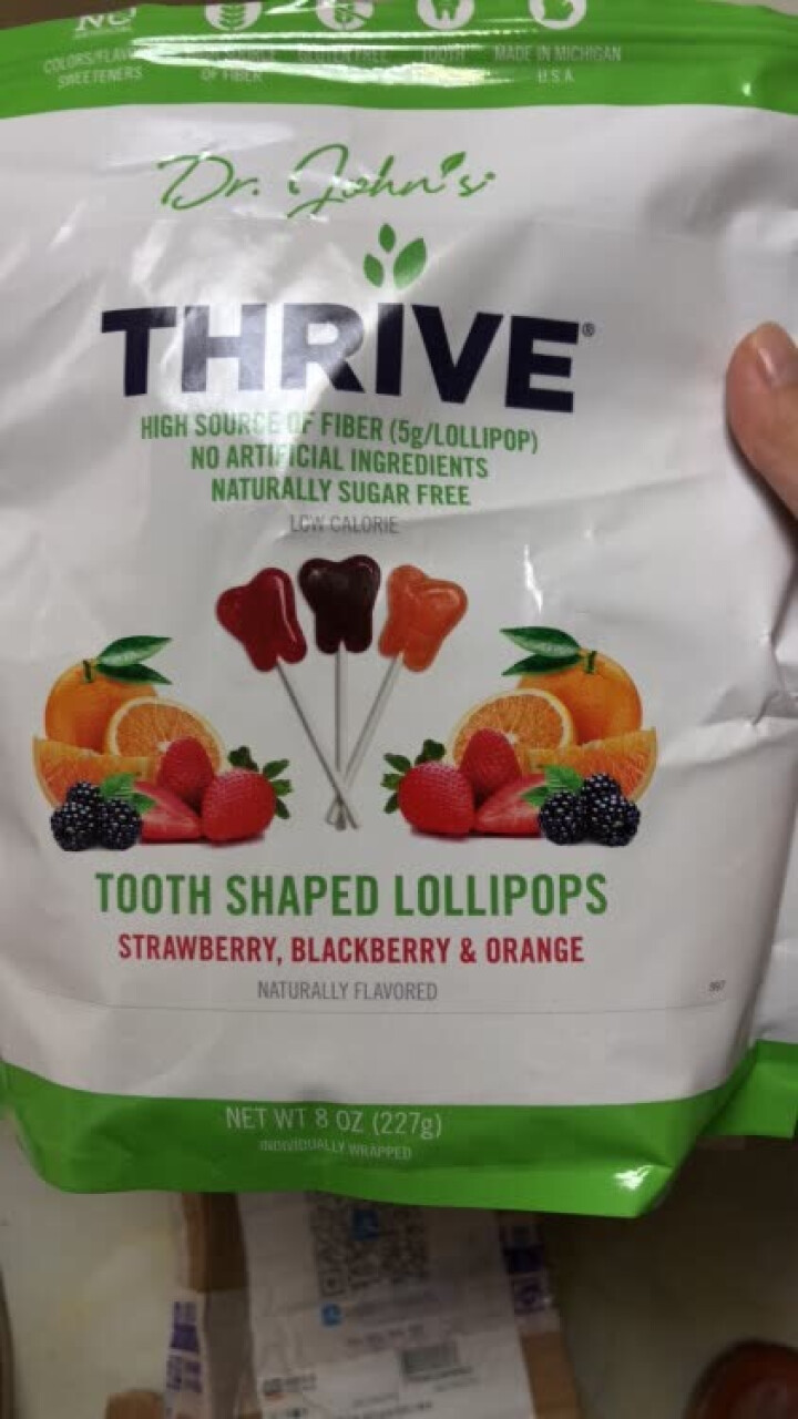 美国进口无糖精棒棒糖约翰DR.JOHN'S thrive lollipops儿童糖果草莓水果味棒棒糖 试吃1支怎么样，好用吗，口碑，心得，评价，试用报告,第2张