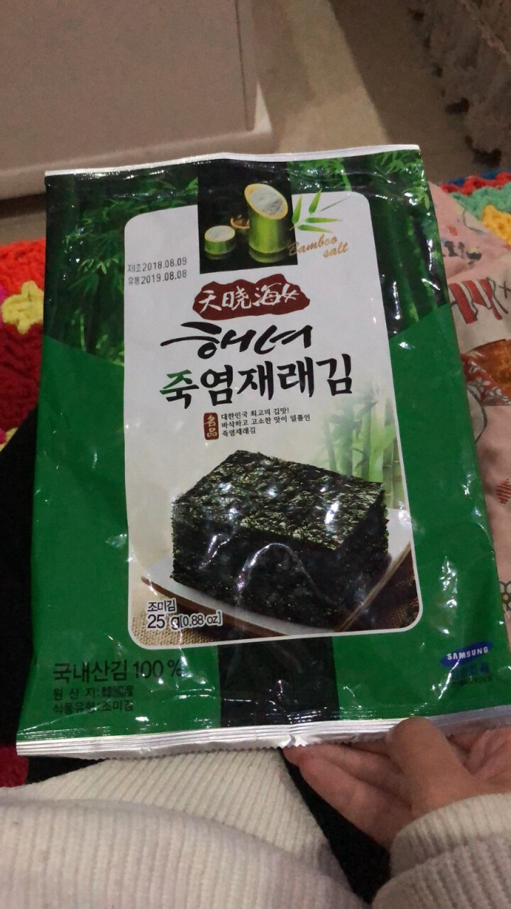 韩国进口 天晓海女海苔 儿童辅食拌饭海苔脆片休闲零食大片装25g 竹盐味怎么样，好用吗，口碑，心得，评价，试用报告,第3张