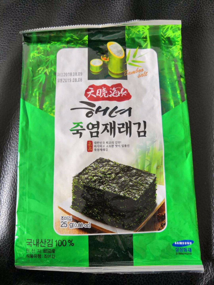 韩国进口 天晓海女海苔紫菜 儿童即食海苔脆片休闲零食大片装25g 竹盐味怎么样，好用吗，口碑，心得，评价，试用报告,第4张