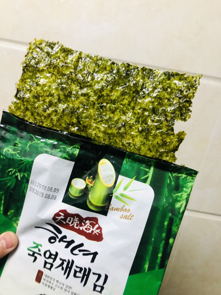 韩国进口 天晓海女海苔紫菜 儿童即食海苔脆片休闲零食大片装25g 竹盐味怎么样，好用吗，口碑，心得，评价，试用报告,第3张