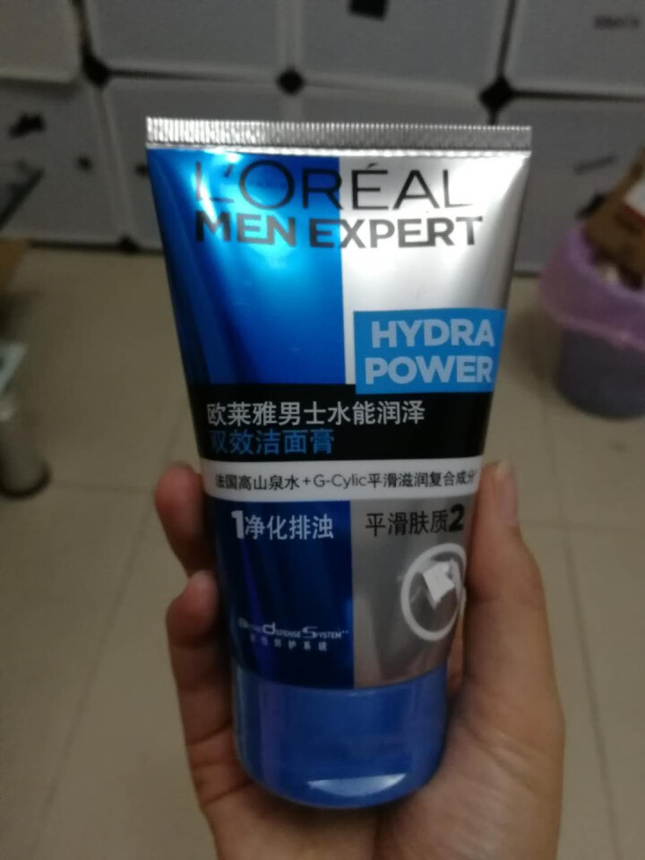 欧莱雅（LOREAL） 男士火山岩控油清痘洁面膏 洁面乳清洁毛孔去黑头洗面奶净彻毛孔抗痘去痘 男士护肤水能润泽双效洁面膏100nl怎么样，好用吗，口碑，心得，评,第2张