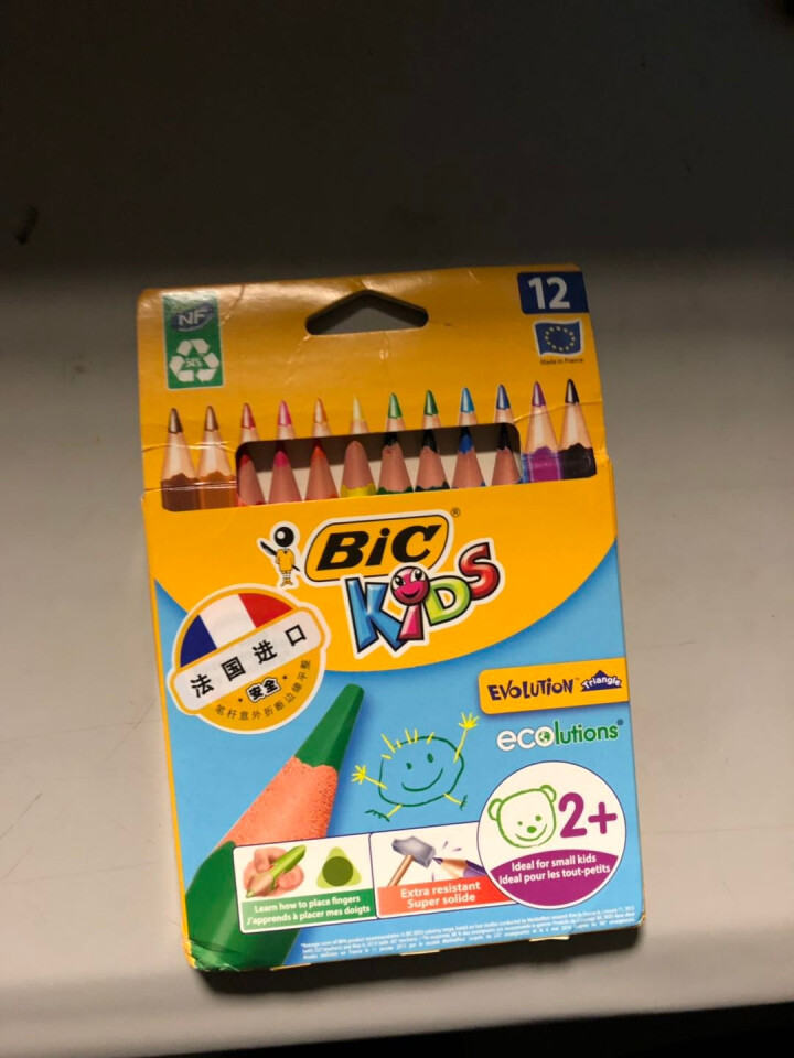 BIC Kids 比克儿童Evolution环保无木粗杆彩色铅笔（12色）法国进口文具 儿童绘画彩色 环保彩铅12色怎么样，好用吗，口碑，心得，评价，试用报告,第4张