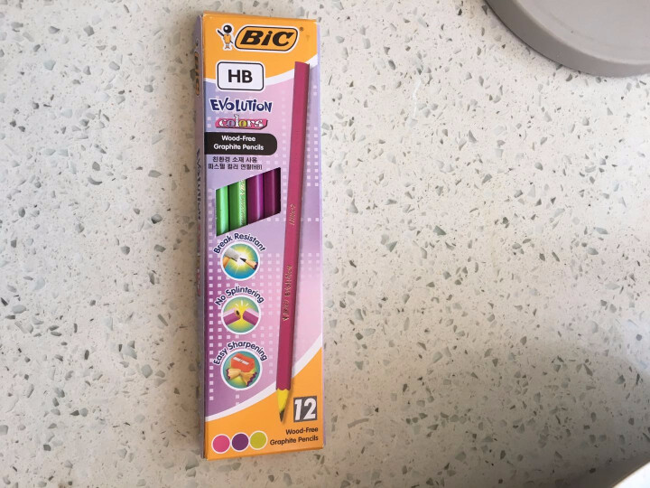 比克BIC Evolution 无木HB铅笔（多色混合盒装）巴西进口法国文具 彩色HB铅笔 环保铅笔 女孩铅笔怎么样，好用吗，口碑，心得，评价，试用报告,第3张