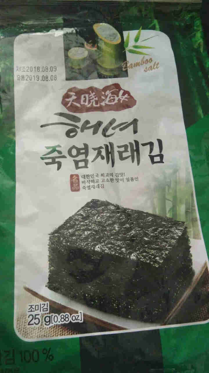 韩国进口 天晓海女海苔紫菜 儿童即食海苔脆片休闲零食大片装25g 竹盐味怎么样，好用吗，口碑，心得，评价，试用报告,第3张