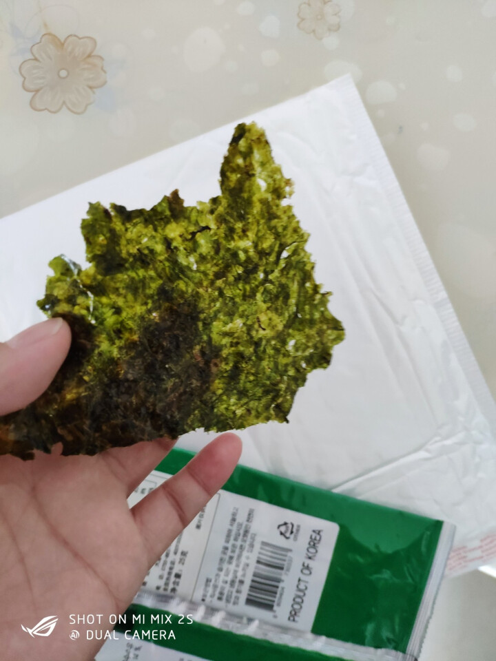 韩国进口 天晓海女海苔紫菜 儿童即食海苔脆片休闲零食大片装25g 竹盐味怎么样，好用吗，口碑，心得，评价，试用报告,第4张