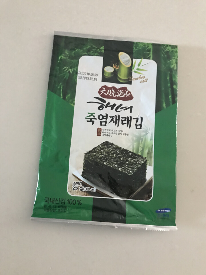 韩国进口 天晓海女海苔紫菜 儿童即食海苔脆片休闲零食大片装25g 竹盐味怎么样，好用吗，口碑，心得，评价，试用报告,第3张