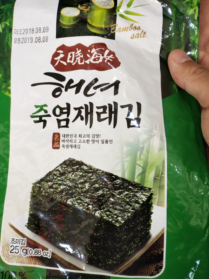 韩国进口 天晓海女海苔紫菜 儿童即食海苔脆片休闲零食大片装25g 竹盐味怎么样，好用吗，口碑，心得，评价，试用报告,第2张