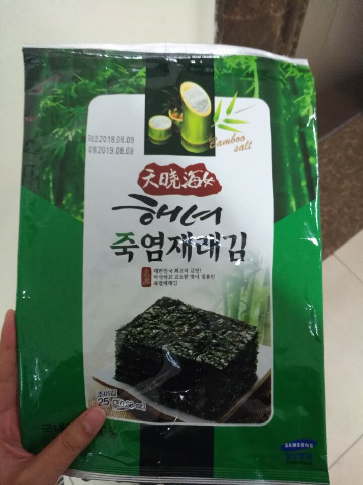 韩国进口 天晓海女海苔紫菜 儿童即食海苔脆片休闲零食大片装25g 竹盐味怎么样，好用吗，口碑，心得，评价，试用报告,第2张