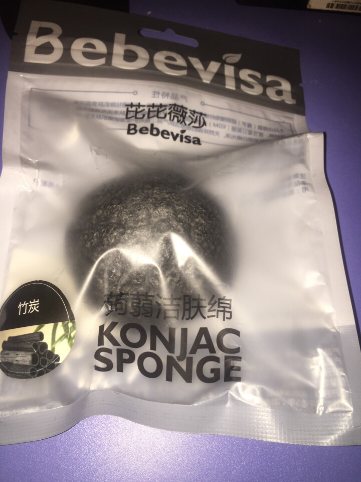 芘芘薇莎（BeBeVisa） 蒟蒻面部清洁洗脸扑魔芋洁颜绵洁面扑洗脸刷 竹炭怎么样，好用吗，口碑，心得，评价，试用报告,第2张