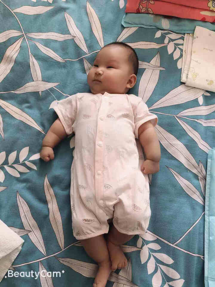 aqpa婴儿短袖连体衣夏季薄款新生幼儿衣服哈衣夏装男女宝宝爬服夏 粉色西瓜 59cm怎么样，好用吗，口碑，心得，评价，试用报告,第2张