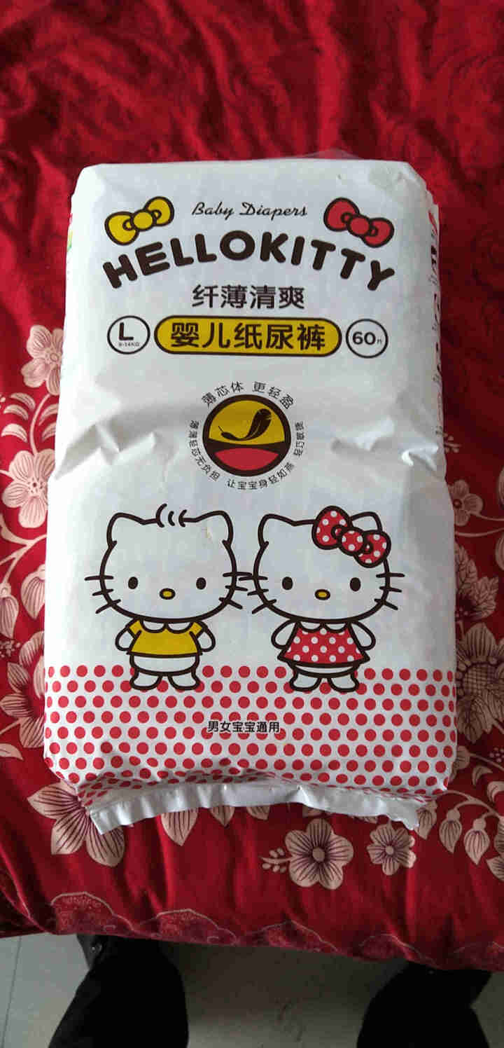 贝因美 HelloKitty纤薄清爽超薄透气婴儿纸尿裤宝宝尿不湿 大号L60片【9,第2张