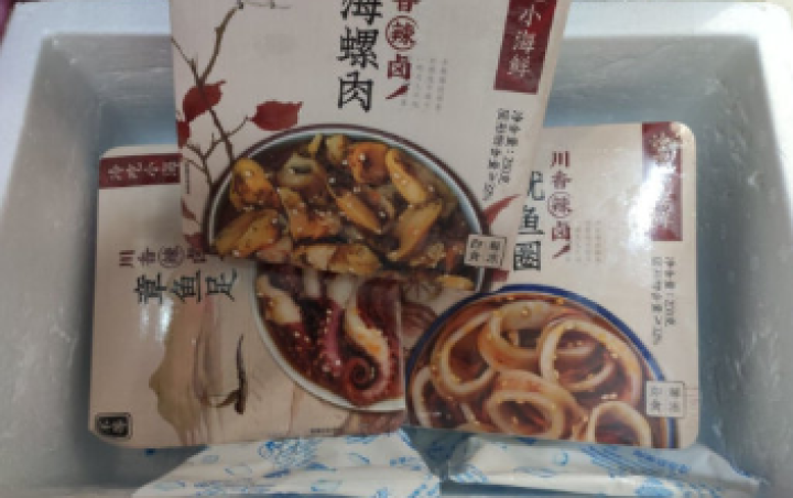 不等麻辣冷吃小海鲜熟食罐头川香辣卤海螺肉章鱼足鱿鱼圈即食组合装 海螺肉*1盒 章鱼足*1盒 鱿鱼圈*1盒怎么样，好用吗，口碑，心得，评价，试用报告,第2张