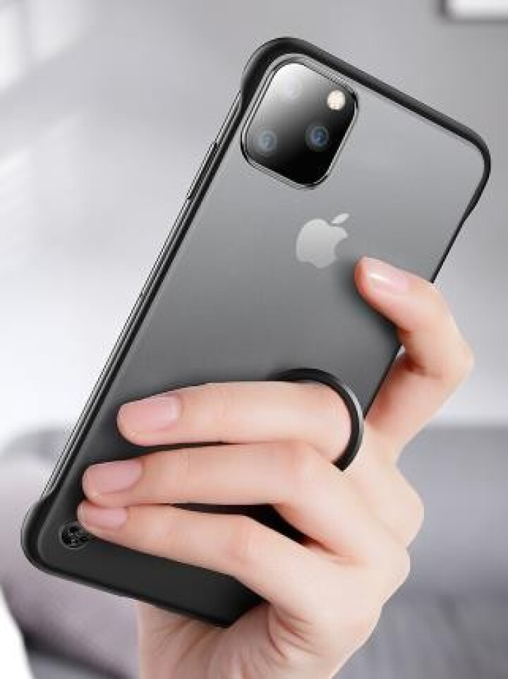 彼冠 苹果iPhone11手机壳Pro个性裸机手感轻薄磨砂PC透明无边框半包手机套max防摔保护套 优雅黑+送全屏钢化膜 苹果11Pro max（6.5寸）怎么,第2张