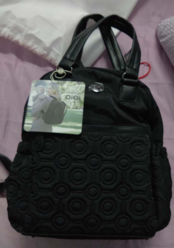 OiOi Black Quilt Diaper Bag Backpack 绗缝字母双肩妈咪包 黑色怎么样，好用吗，口碑，心得，评价，试用报告,第5张