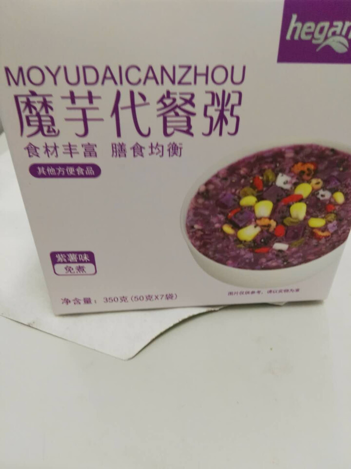 禾甘 魔芋代餐粥350g（50g*7）紫薯味 五谷杂粮红豆薏米低食品卡营养饱腹早代餐粉 1盒怎么样，好用吗，口碑，心得，评价，试用报告,第2张