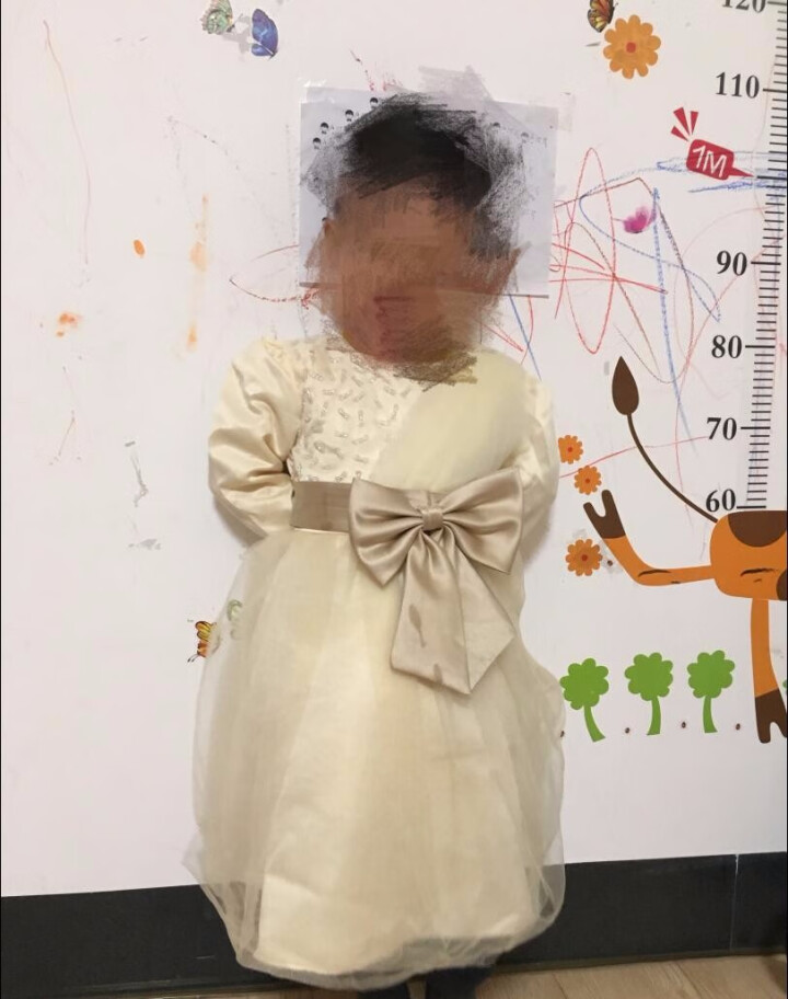 酷涵儿童礼服演出服装公主裙秋季长袖蓬蓬裙子学生表演服女童花童主持人 香槟色 110怎么样，好用吗，口碑，心得，评价，试用报告,第4张