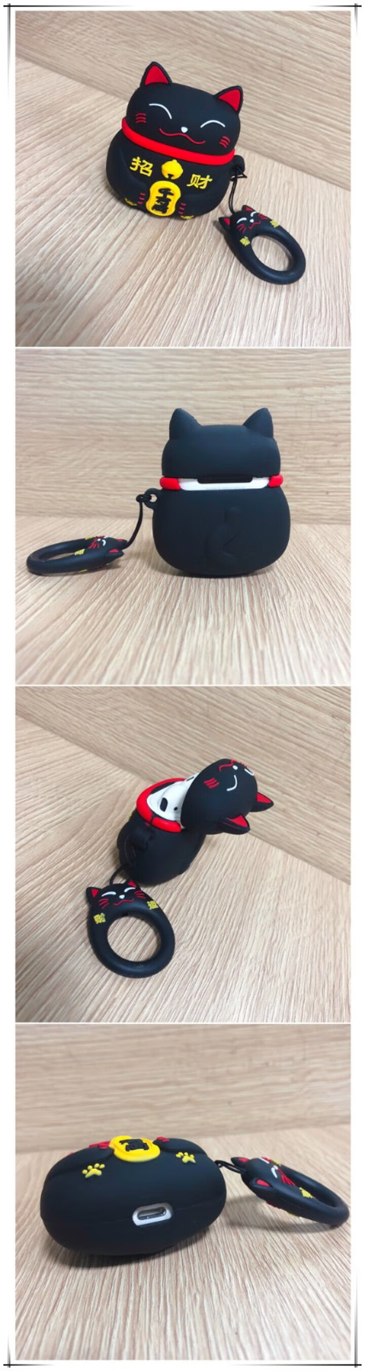 airpods1/2代 保护套苹果无线蓝牙耳机配件防丢收纳胶套 【好运来】黑色招财猫怎么样，好用吗，口碑，心得，评价，试用报告,第3张