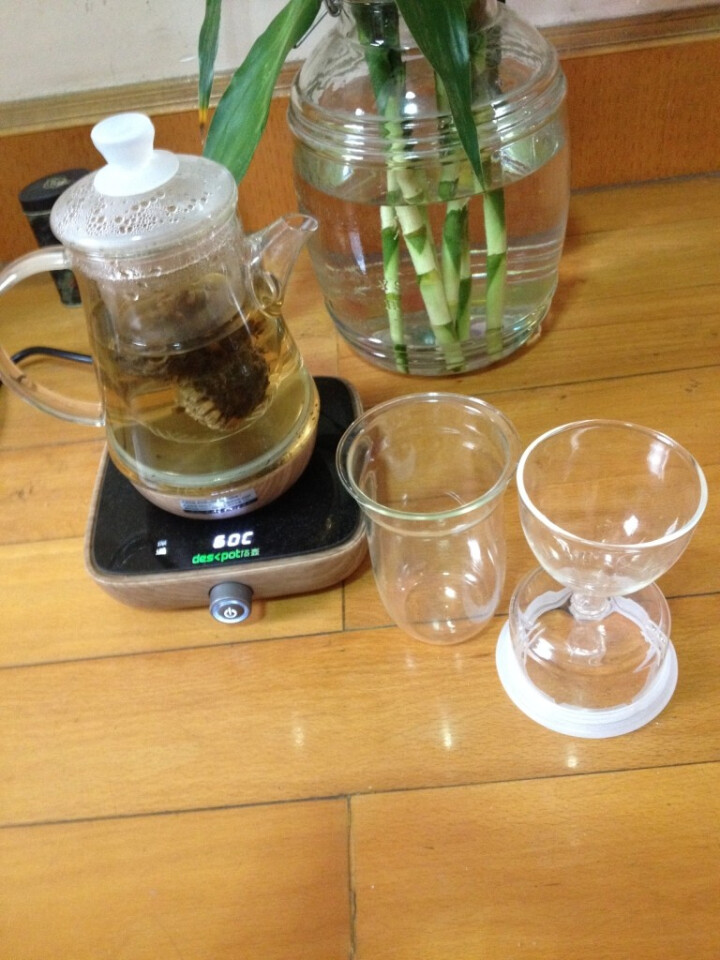 顶壶(deskpot)黑茶煮茶器全自动煮茶壶玻璃花茶壶蒸汽喷淋式茶壶多功能养生壶电水壶 0.6L 橡木色怎么样，好用吗，口碑，心得，评价，试用报告,第4张