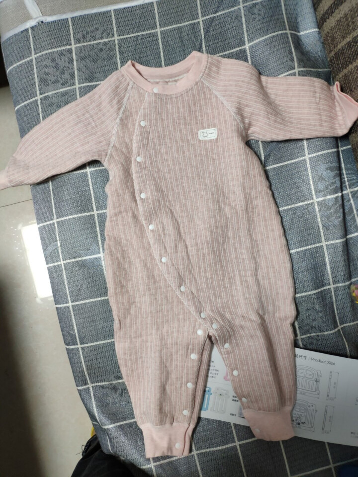 aqpa婴儿纯棉衣服秋冬新款新生儿哈衣夹棉爬服宝宝薄棉保暖连体衣 粉色 80cm怎么样，好用吗，口碑，心得，评价，试用报告,第2张