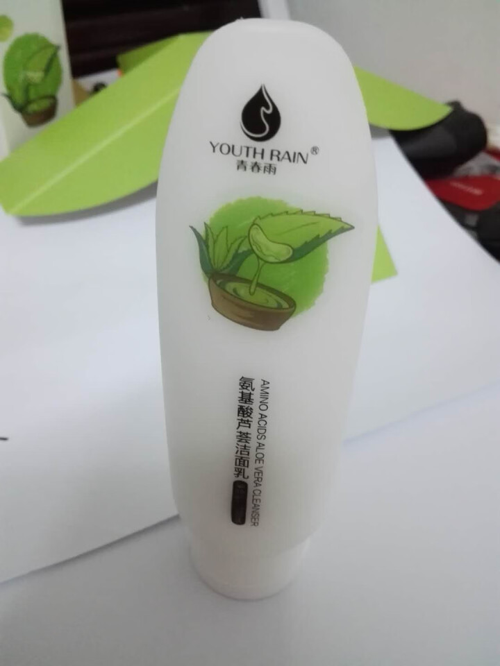 青春雨（YOUTH RAIN）氨基酸芦荟洁面乳100ml 洗面奶男女通用 保湿补水 控油祛痘深层清洁 1支装怎么样，好用吗，口碑，心得，评价，试用报告,第5张