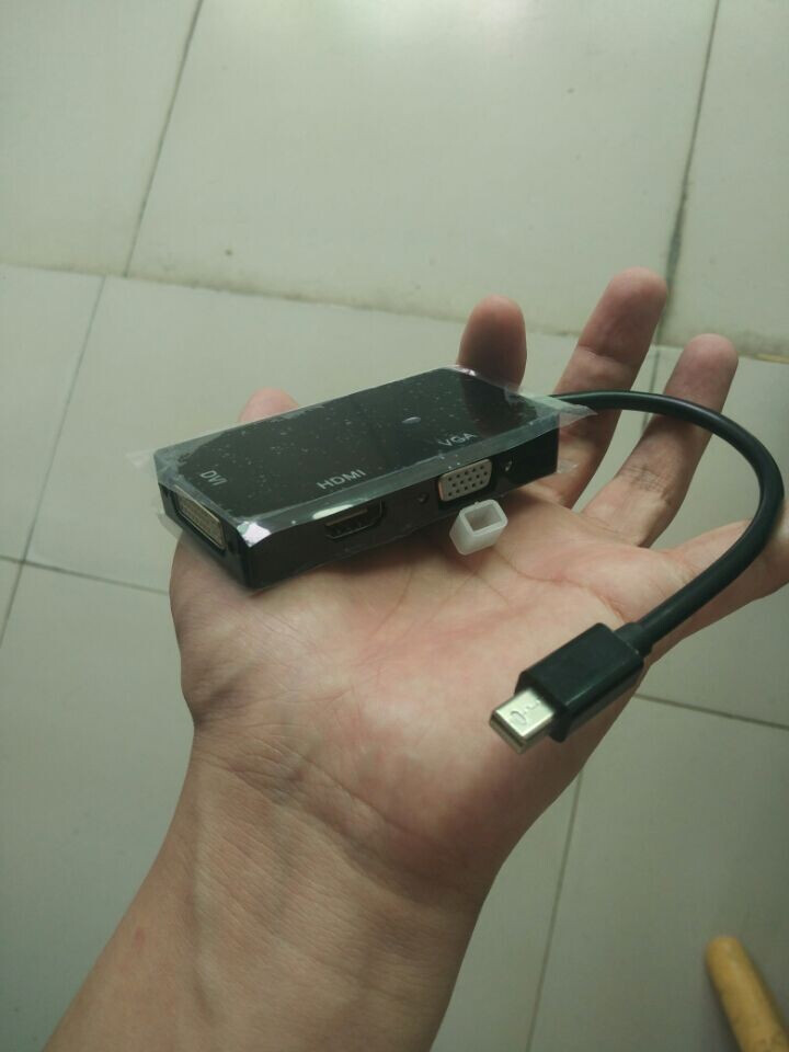 贝纳斯特Mini DP转HDMI/VGA/DVI三合一转换器线Surface苹果笔记本接投影仪扩展坞 黑色,第1张