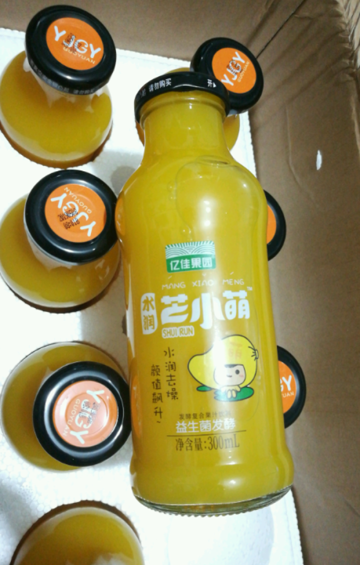 亿佳果园 芒果汁果汁饮料益生菌发酵整箱包邮量贩装300ml*8玻璃瓶怎么样，好用吗，口碑，心得，评价，试用报告,第4张