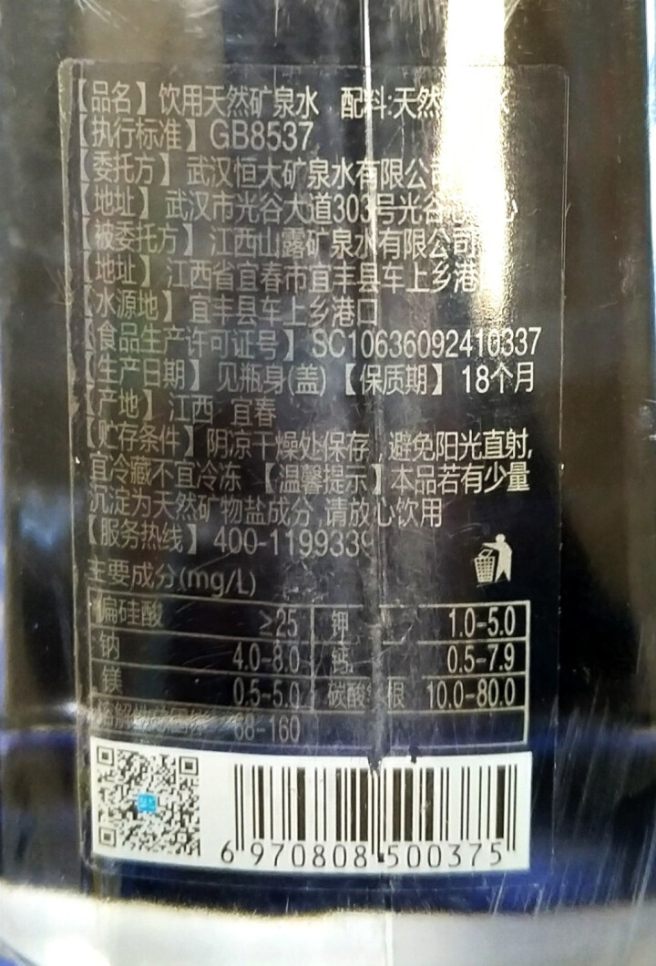 恒大 天然矿泉水 饮用水 瓶装水 非纯净水商务用水 570ml*1瓶（样品不售卖）怎么样，好用吗，口碑，心得，评价，试用报告,第6张