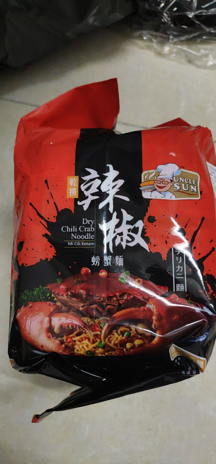 UNCLE SUN 太阳叔叔 螃蟹辣椒风味干捞面 马来西亚进口方便面速食食品 辣椒风味 4连包440g怎么样，好用吗，口碑，心得，评价，试用报告,第2张