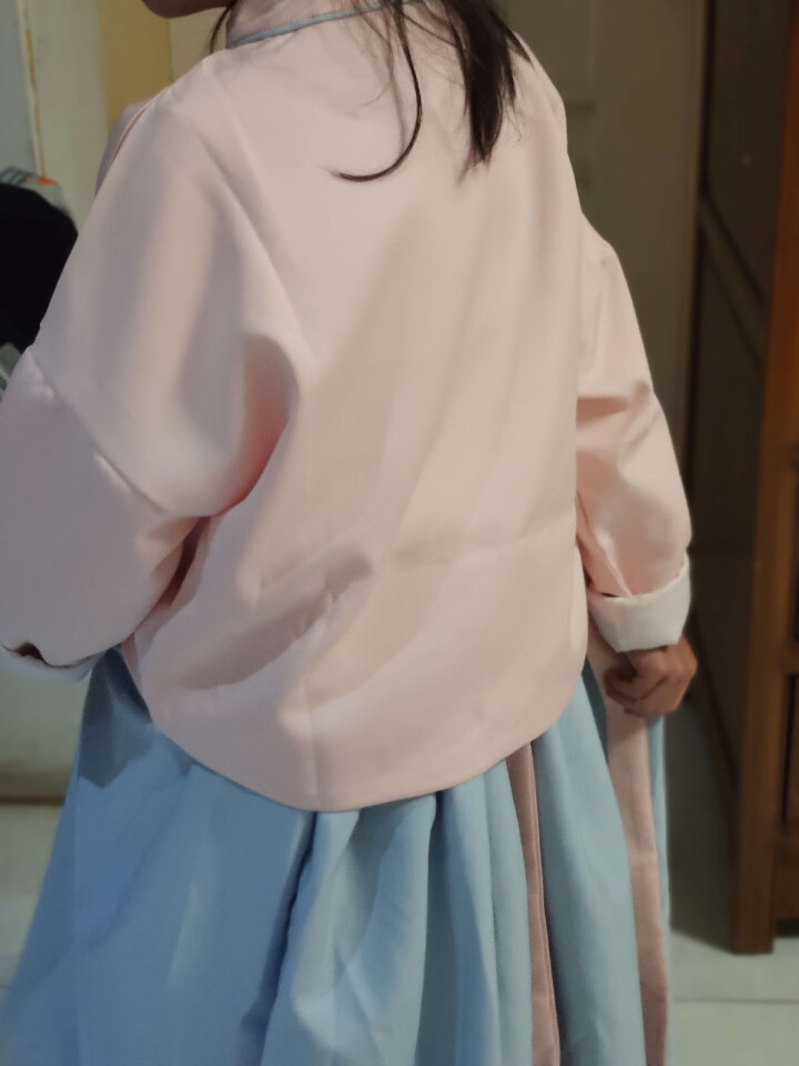 HKFR汉服女童原创儿童汉服套装童装中国风女宝宝秋装复古两件套 【粉色】 140码建议身高130,第4张