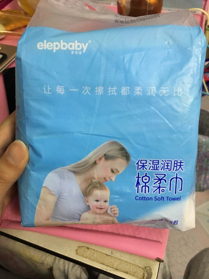 象宝宝（elepbaby） 婴儿棉柔巾干湿两用抽纸 方便携带  单包40抽 5包怎么样，好用吗，口碑，心得，评价，试用报告,第2张