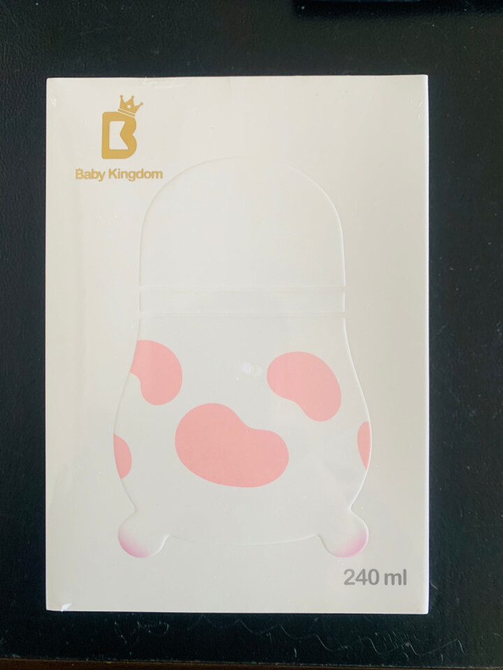 Baby Kingdom婴儿硅胶奶瓶防胀气防摔全软新生宝宝宽口径BK奶牛瓶 粉色 240ml 自带2段奶嘴（3,第2张