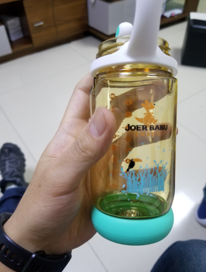 小袋鼠巴布 婴儿吸管奶瓶ppsu  新生儿宝宝宽口径奶瓶耐摔 橄榄绿240ML(自带M奶嘴)怎么样，好用吗，口碑，心得，评价，试用报告,第8张