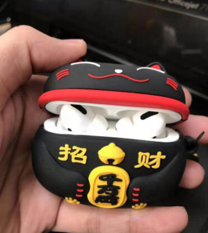 元里方 airpods pro保护套airpods3代无线蓝牙苹果耳机超薄壳 AirPods Pro【招财猫黑色】+同款指环扣怎么样，好用吗，口碑，心得，评价，,第4张