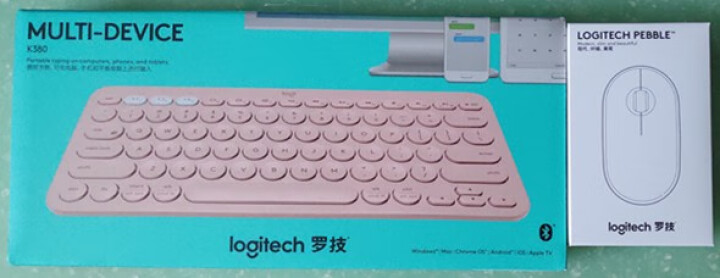 罗技（Logitech）K380无线蓝牙键盘苹果平板安卓MAC电脑静音ipad女生键盘鼠标套装 K380粉色+Pebble粉色怎么样，好用吗，口碑，心得，评价，,第2张