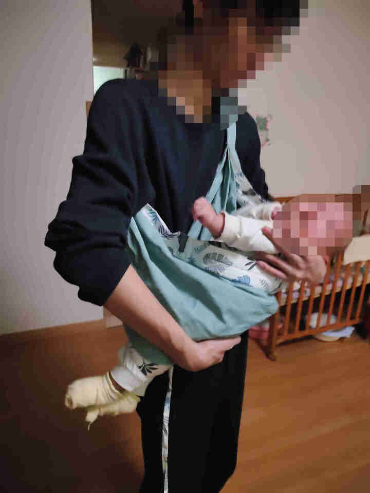 戈迈斯 婴儿背巾西尔斯育儿巾新生儿横抱式婴儿背带抱带妈妈喂哺多功能哺乳喂奶巾遮挡衣哄睡神器四季通用 四季款抹茶绿+安全带+收纳袋怎么样，好用吗，口碑，心得，评价,第4张