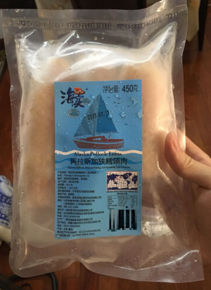 海买 冷冻阿拉斯加狭鳕鱼颈肉 450g 3,第2张