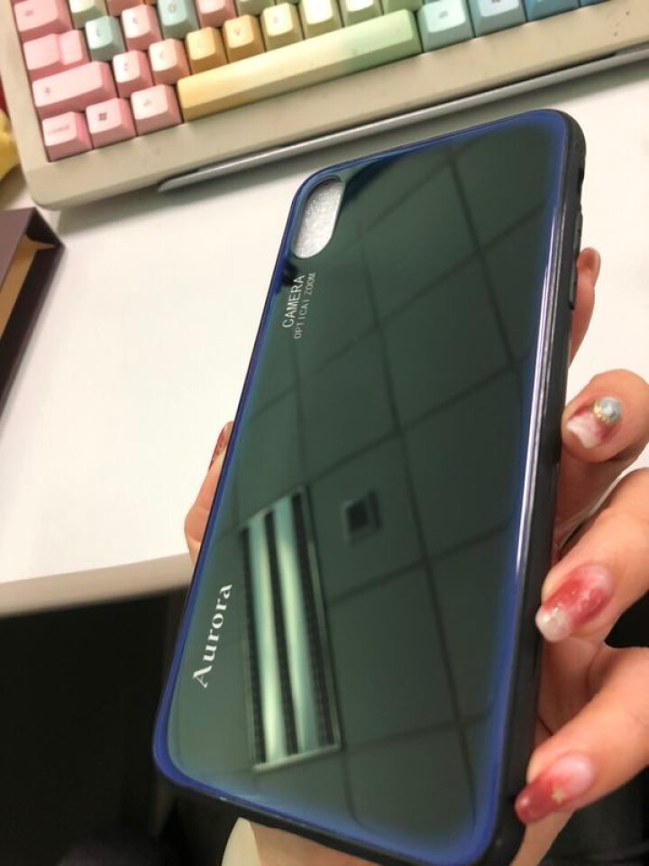 赛盟 炫光苹果xsmax保护套iphone xs max手机壳全包xr手机外壳男女款防摔玻璃壳 炫光蓝+全屏钢化膜 苹果xsmax,第3张