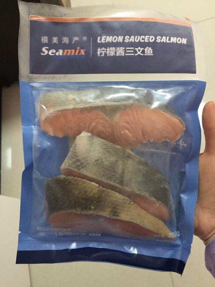 禧美（seamix） 冷冻柠檬酱三文鱼排200g 3片 袋装 海鲜水产怎么样，好用吗，口碑，心得，评价，试用报告,第2张