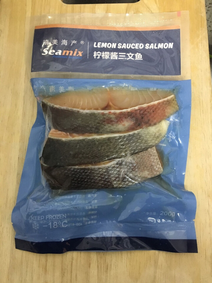 禧美（seamix） 冷冻柠檬酱三文鱼排200g 3片 袋装 海鲜水产怎么样，好用吗，口碑，心得，评价，试用报告,第4张