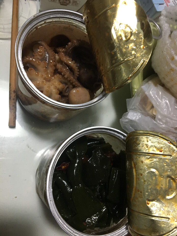 通聚 醉章鱼麻辣章鱼香辣迷你八爪鱼足鱿鱼零食即食海鲜熟食罐装罐头食品 迷你原货麻辣4,第3张