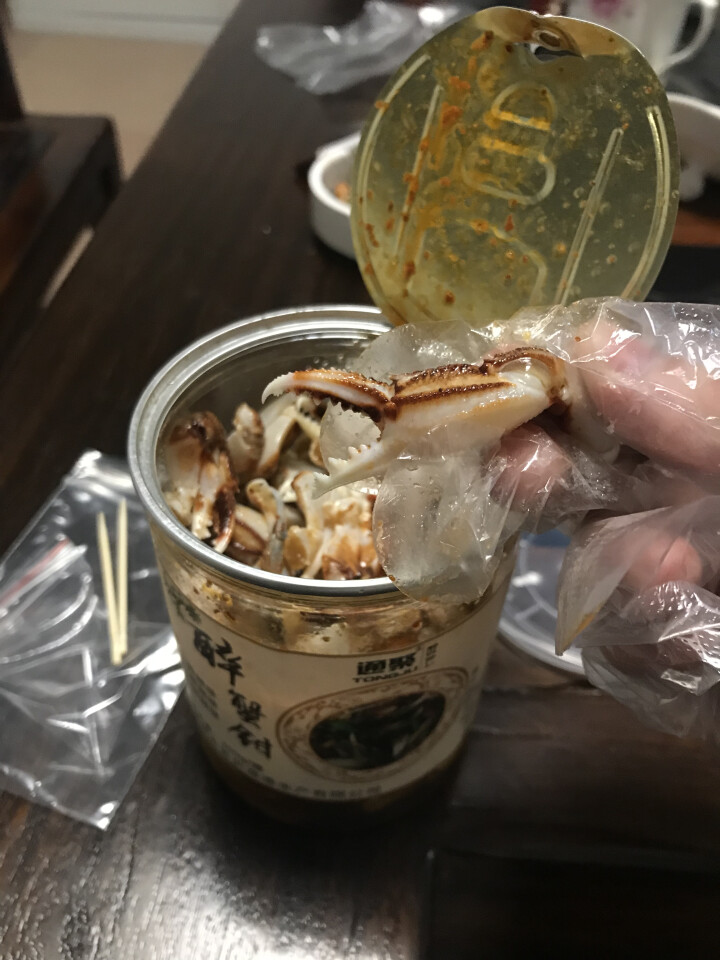 通聚醉蟹钳蟹脚甜辣麻辣微辣生腌即食海鲜零食罐装350g 包邮 甜辣味怎么样，好用吗，口碑，心得，评价，试用报告,第4张