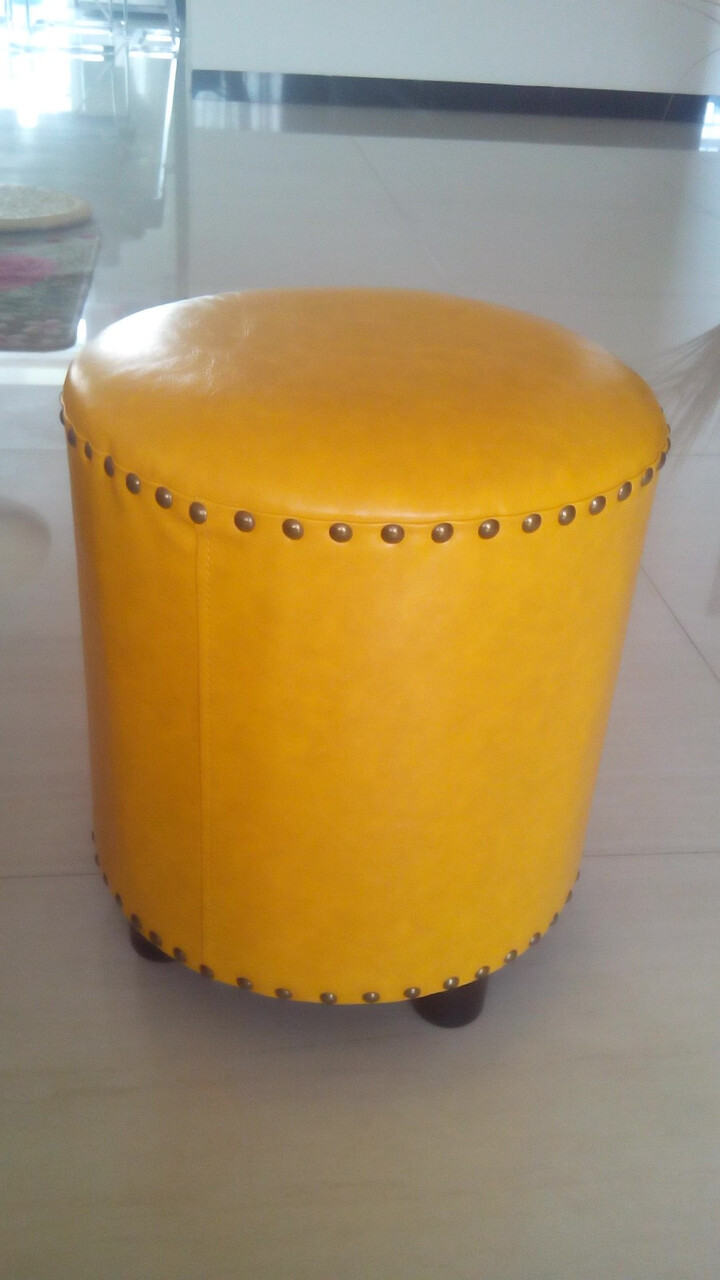 卡慕伦 美式皮凳换鞋凳沙发凳欧式凳子客厅圆凳皮墩 柠檬黄怎么样,好