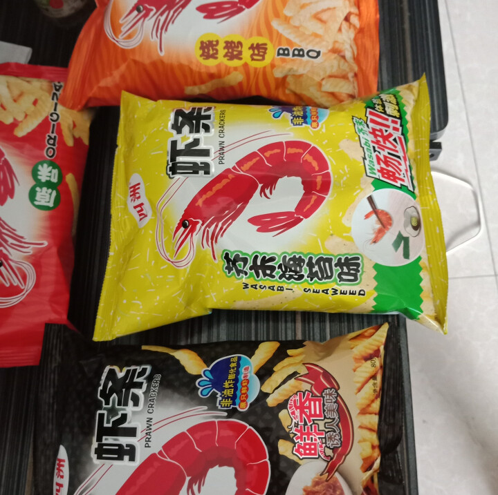 四洲 【买二送一】 虾条多口味80g*4 包 办公室小吃原味烧烤味XO酱芥末味 膨化休闲 原味+烧烤味+XO酱味+芥末味（买二送一）怎么样，好用吗，口碑，心得，,第3张