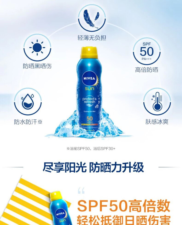 妮维雅(NIVEA)冰爽透明防晒气雾200ml（德国进口 防晒喷雾 防晒霜 隔离 SPF50）怎么样，好用吗，口碑，心得，评价，试用报告,第4张